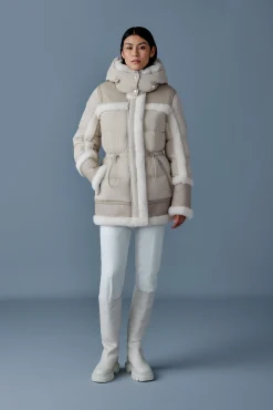 LILIBETH Mixed-media shearling down parka