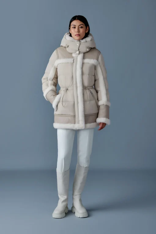 LILIBETH Mixed-media shearling down parka