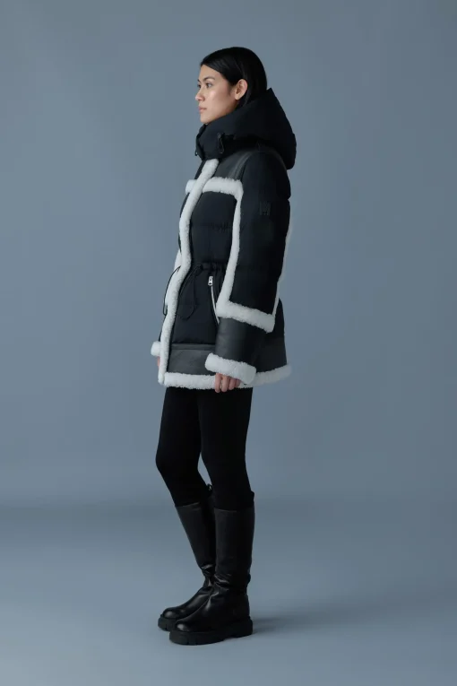 LILIBETH Mixed-media shearling down parka