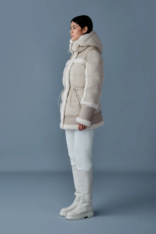 LILIBETH Mixed-media shearling down parka