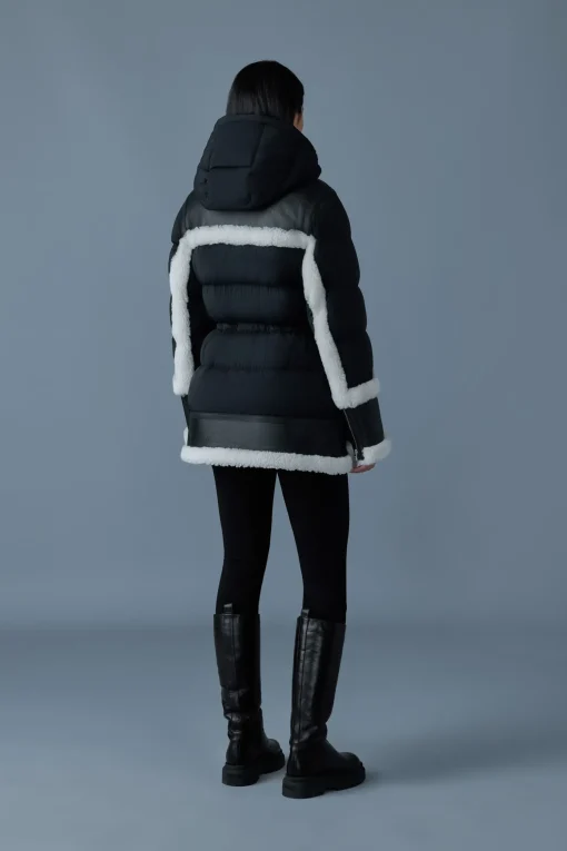 LILIBETH Mixed-media shearling down parka