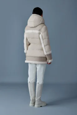 LILIBETH Mixed-media shearling down parka
