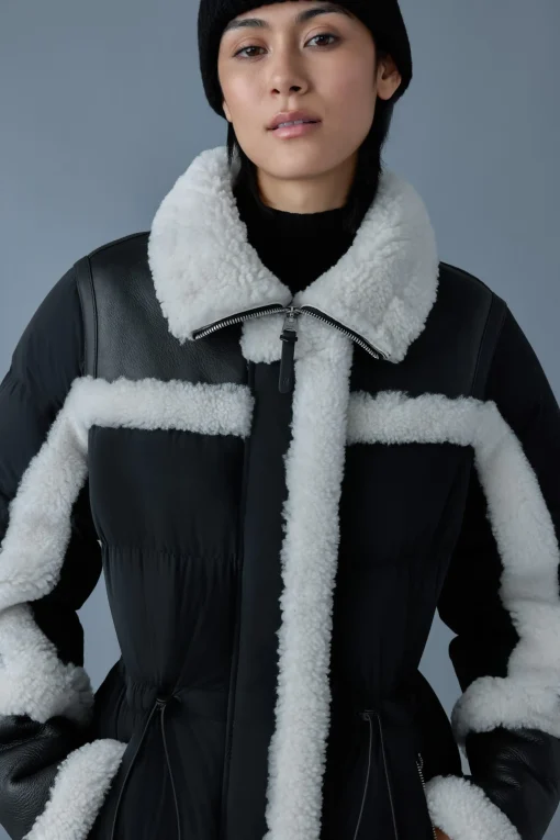 LILIBETH Mixed-media shearling down parka