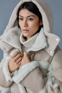 LILIBETH Mixed-media shearling down parka