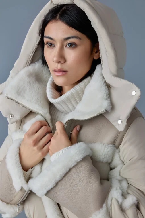 LILIBETH Mixed-media shearling down parka