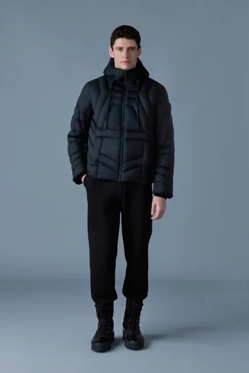 LUKE Softwash Geometrical channel quilt down jacket