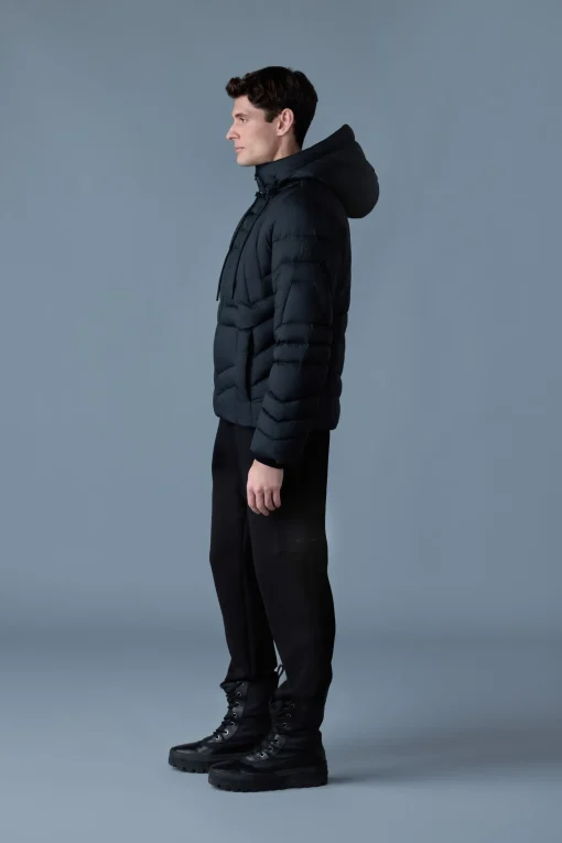 LUKE Softwash Geometrical channel quilt down jacket