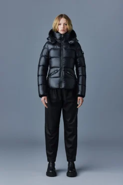 MADALYN lustrous light down jacket with hood for ladies