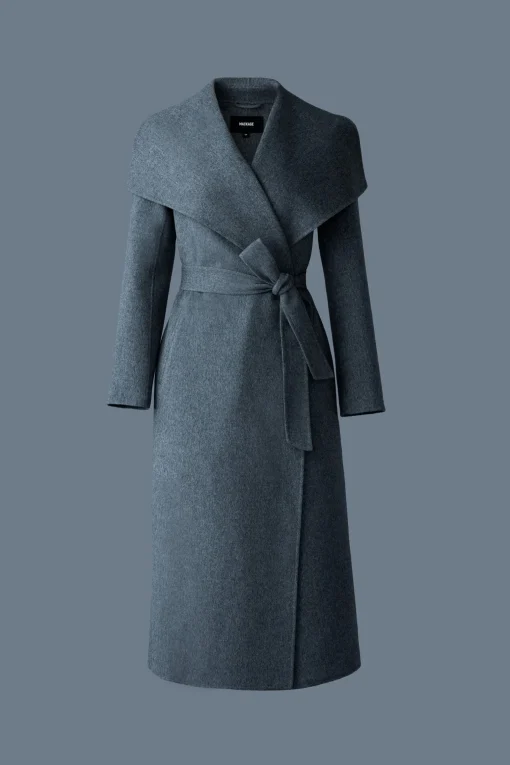 MAI-LST Double-Face Wool Stripe Wrap Coat