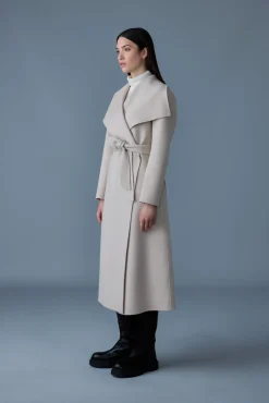 MAI-LST Double-Face Wool Stripe Wrap Coat