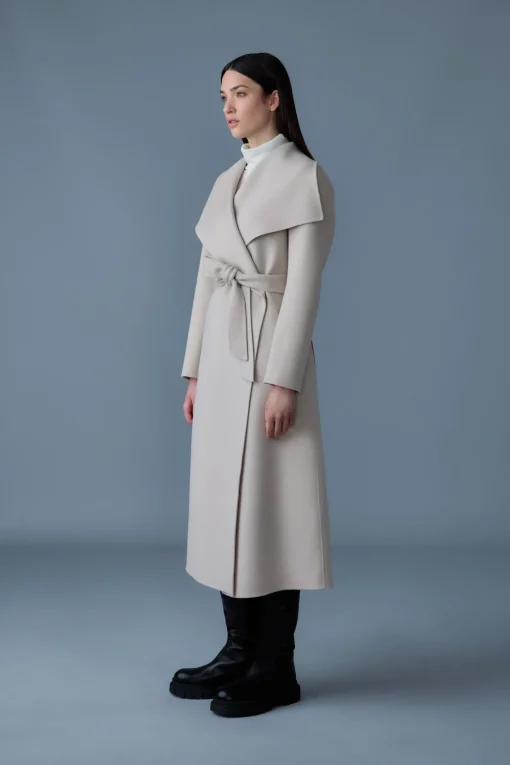 MAI-LST Double-Face Wool Stripe Wrap Coat