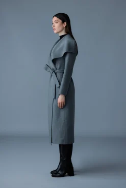 MAI-LST Double-Face Wool Stripe Wrap Coat