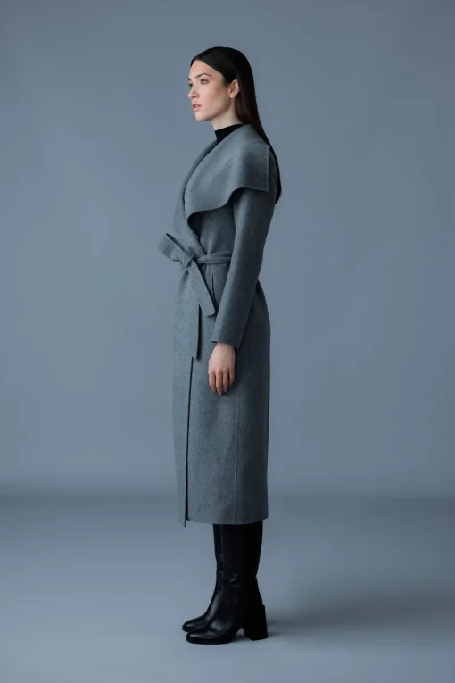 MAI-LST Double-Face Wool Stripe Wrap Coat