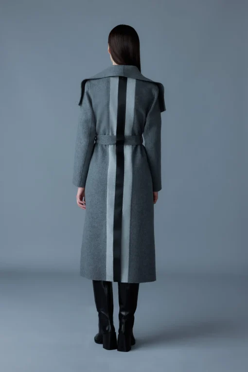 MAI-LST Double-Face Wool Stripe Wrap Coat