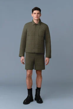 MATEO Vertical Quilted Jacket with Spread Collar
