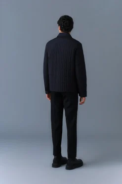 MATEO Vertical Quilted Jacket with Spread Collar