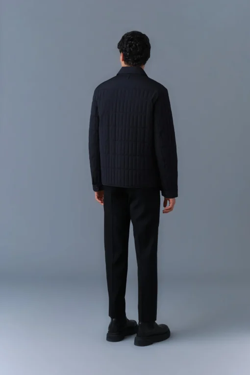 MATEO Vertical Quilted Jacket with Spread Collar