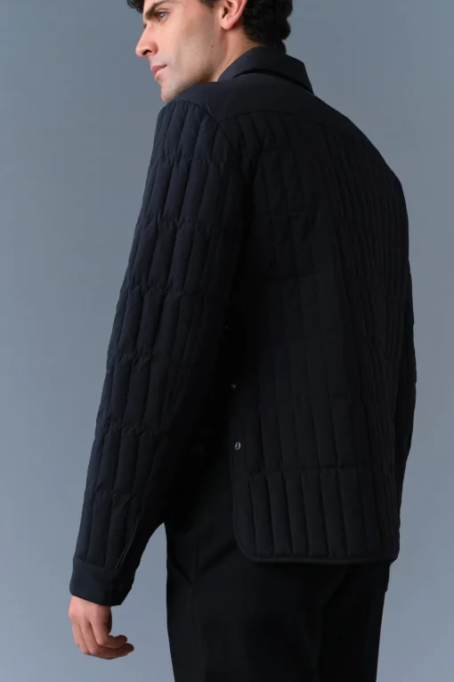 MATEO Vertical Quilted Jacket with Spread Collar