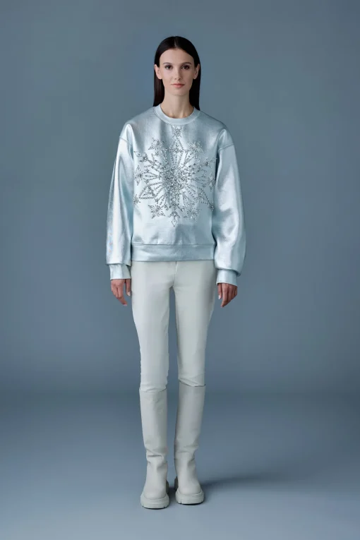 MAZI Snowflake diamante appliqué sweater