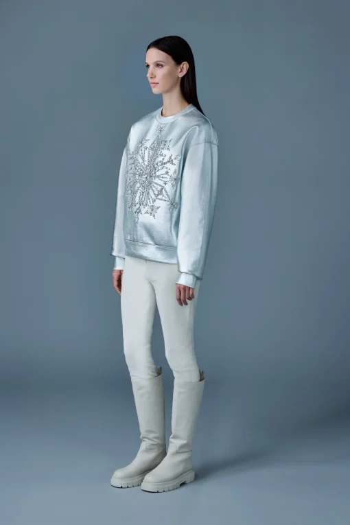 MAZI Snowflake diamante appliqué sweater
