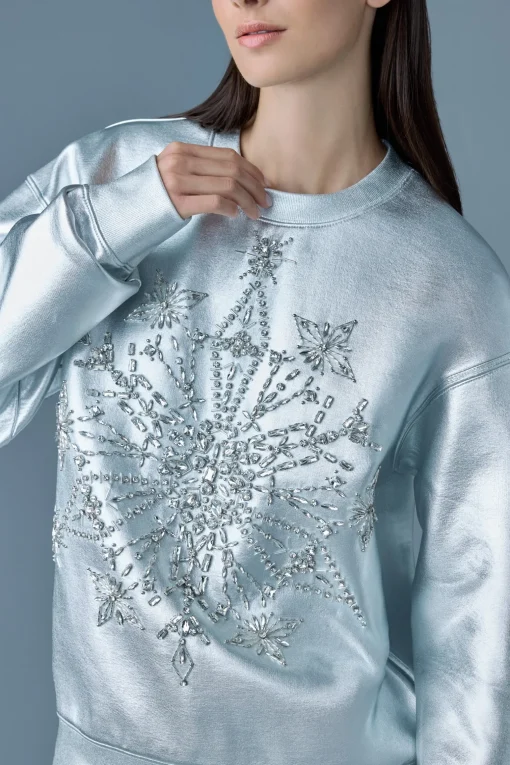 MAZI Snowflake diamante appliqué sweater