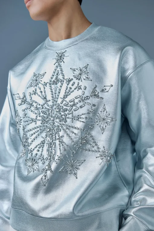 MAZI Snowflake diamante appliqué sweater