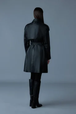 MEDORA Luster leather three-quarter coat