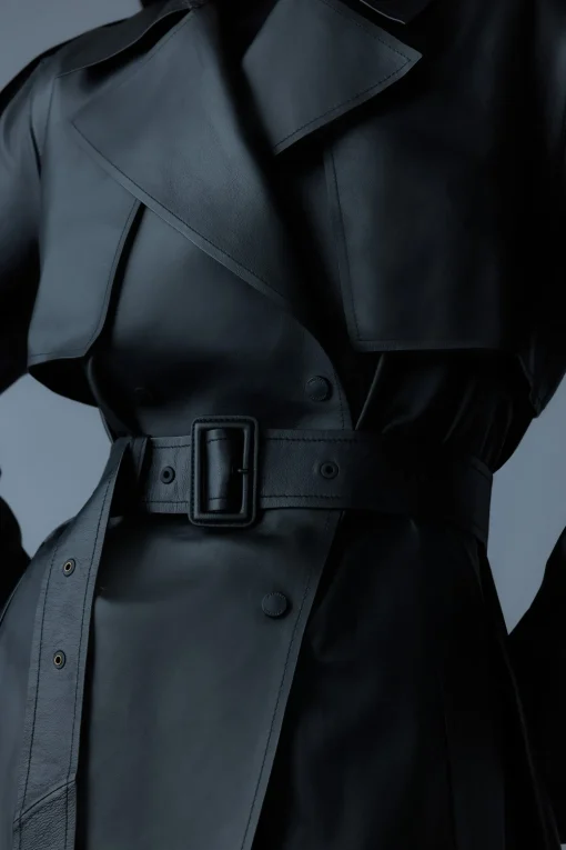 MEDORA Luster leather three-quarter coat