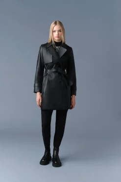 MELY Long Leather Trench Coat