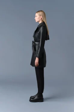 MELY Long Leather Trench Coat
