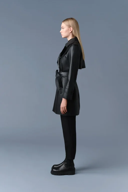 MELY Long Leather Trench Coat