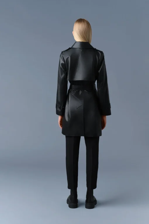 MELY Long Leather Trench Coat