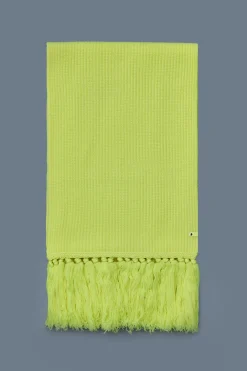 MONA Rectangular wool scarf with fringed ends