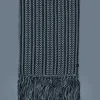 MONA-CK Rectangular Jacquard wool scarf with fringed ends