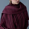 MONA-CK Rectangular Jacquard wool scarf with fringed ends