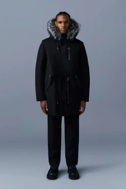 MORITZ rabbit fur-lined twill parka with removable silver fox fur trim