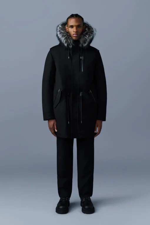 MORITZ rabbit fur-lined twill parka with removable silver fox fur trim