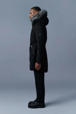 MORITZ rabbit fur-lined twill parka with removable silver fox fur trim