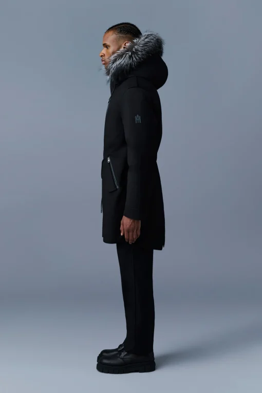 MORITZ rabbit fur-lined twill parka with removable silver fox fur trim