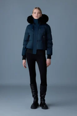 NEFI-BX Down jacket with blue fox fur hood
