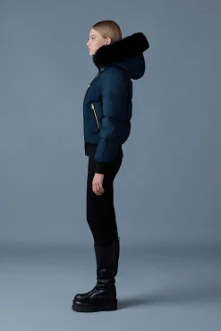 NEFI-BX Down jacket with blue fox fur hood