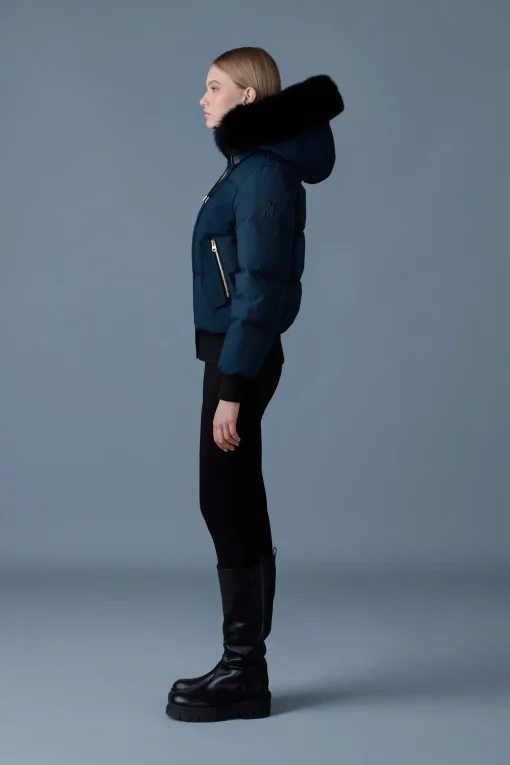 NEFI-BX Down jacket with blue fox fur hood
