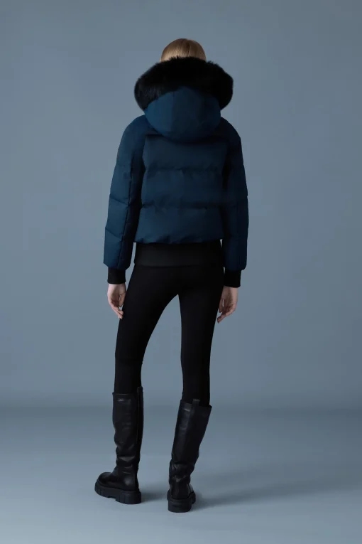 NEFI-BX Down jacket with blue fox fur hood