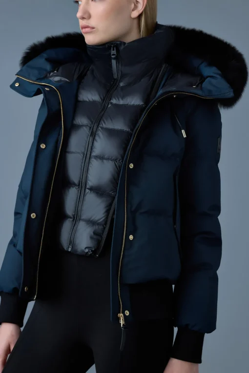 NEFI-BX Down jacket with blue fox fur hood