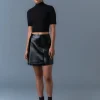 NELLA Panelled Leather A-Line Skirt