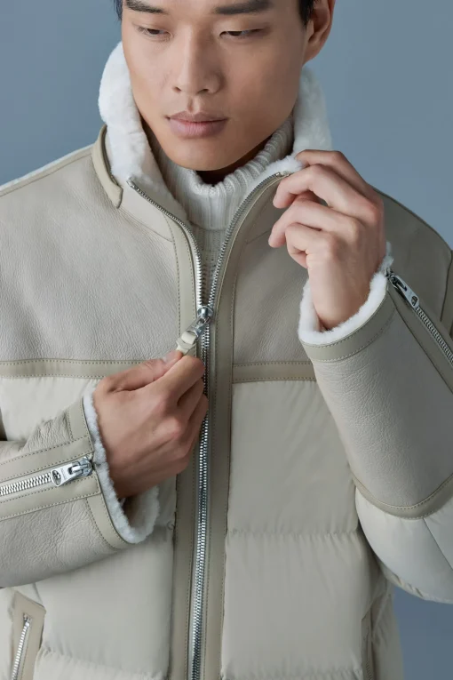 NICHOLAS Mixed-media shearling down parka