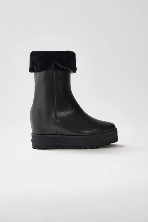 NOBLE shearling-lined wedge (R) Leather boot for women