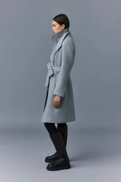 NORITA 2-in-1 double face wool coat with sash