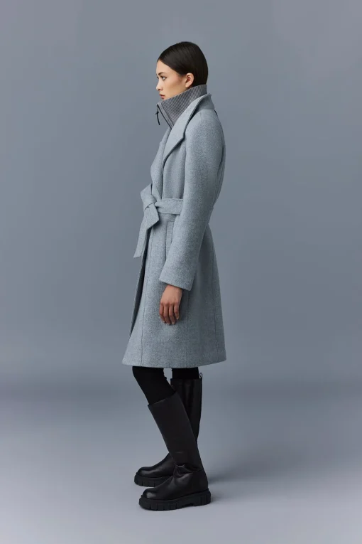 NORITA 2-in-1 double face wool coat with sash