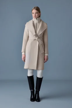 NORITA 2-in-1 double face wool coat with sash